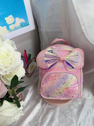 Mochila Infantil Pequena Com Orelhinhas Laço Glitter